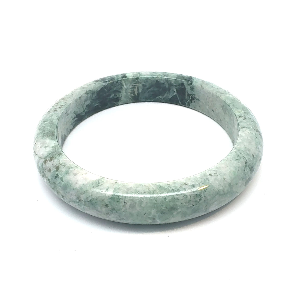 TAU Kazakh Jadeite Bangle, Marbled Green, Natural Type A