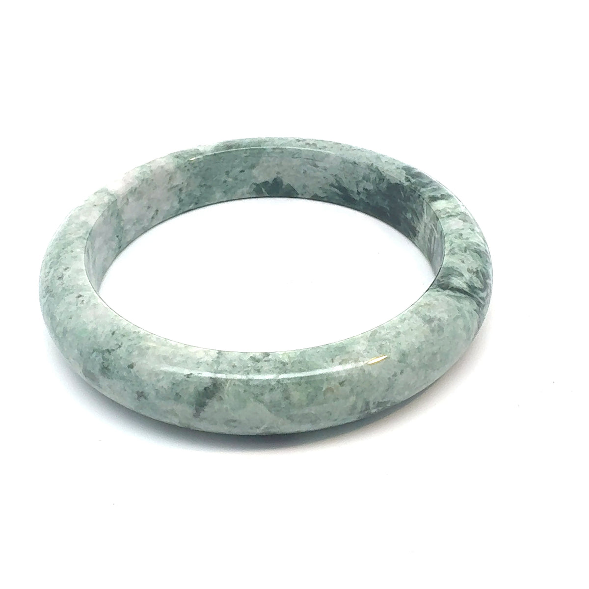 TAU Kazakh Jadeite Bangle, Marbled Green, Natural Type A