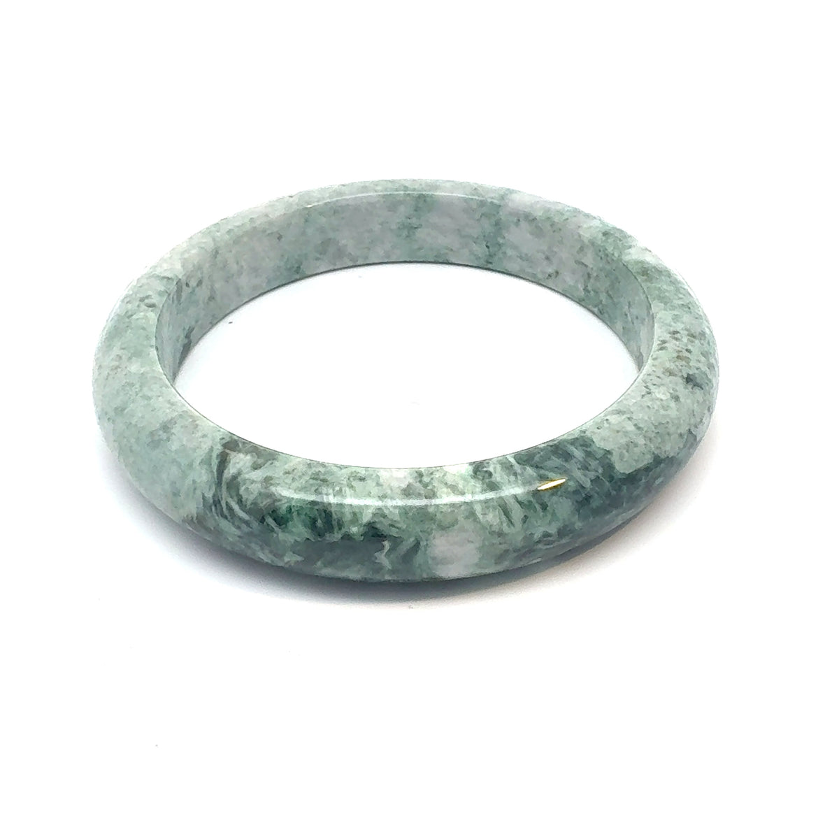 TAU Kazakh Jadeite Bangle, Marbled Green, Natural Type A
