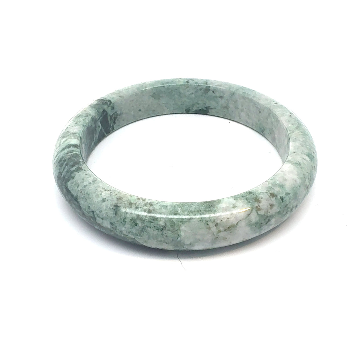 TAU Kazakh Jadeite Bangle, Marbled Green, Natural Type A