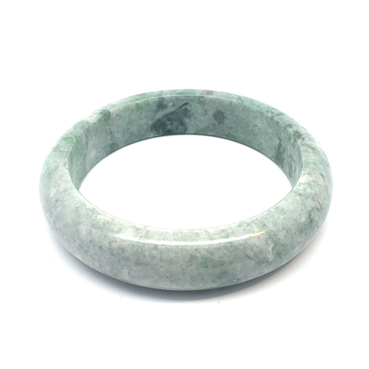 QAR Kazakh Jadeite Bangle, Light Green and White, Natural Type A