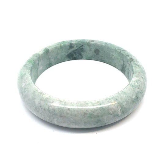 63.64 mm QAR Kazakh Jadeite Bangle, Light Green and White, Natural Type A