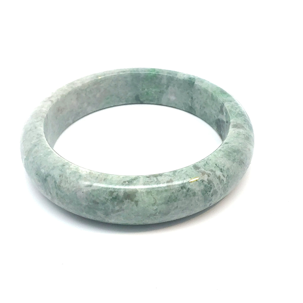 QAR Kazakh Jadeite Bangle, Light Green and White, Natural Type A