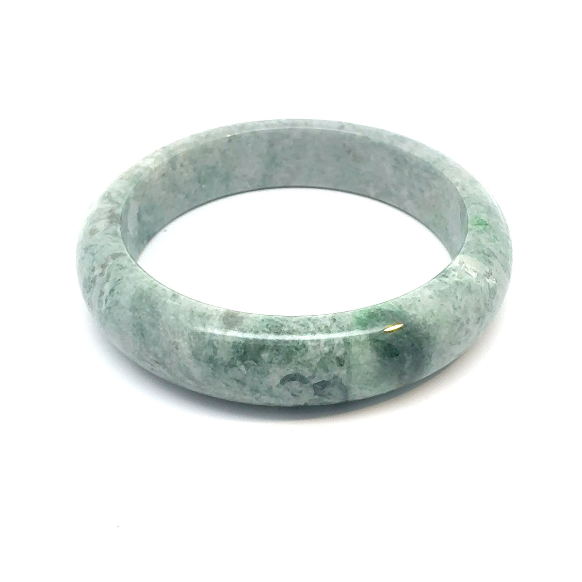 QAR Kazakh Jadeite Bangle, Light Green and White, Natural Type A