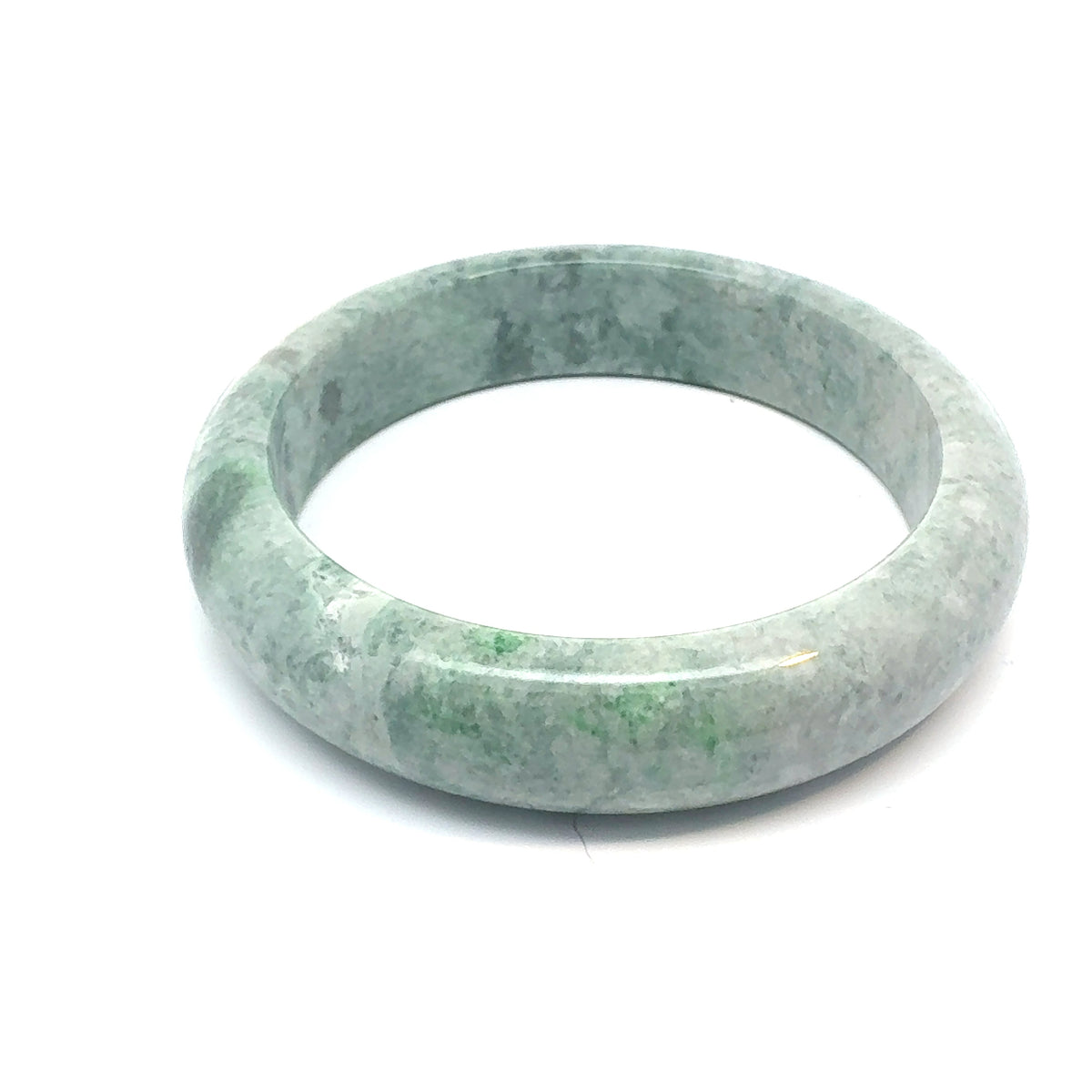 QAR Kazakh Jadeite Bangle, Light Green and White, Natural Type A