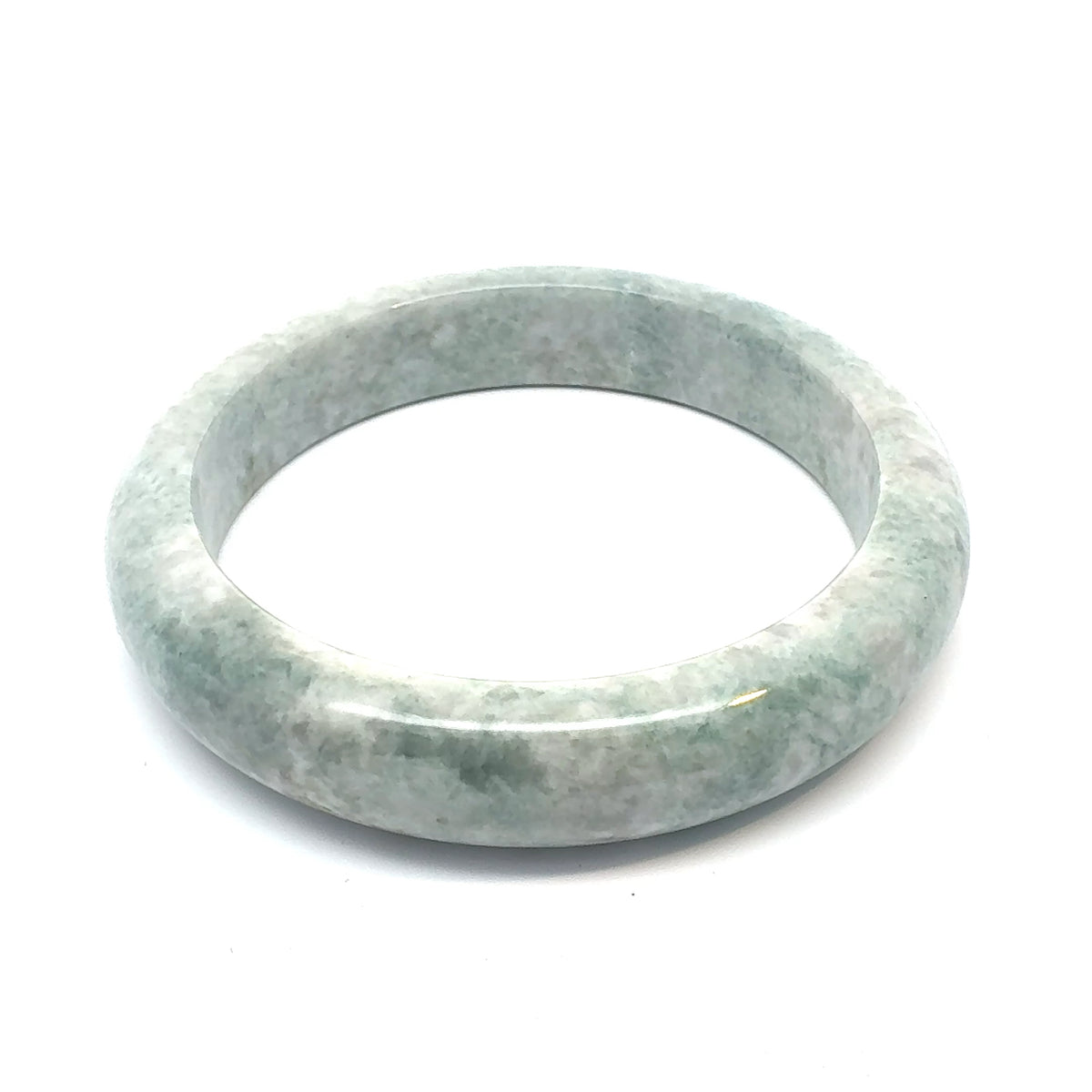 QAR Kazakh Jadeite Bangle, Pale Green and White, Natural Type A