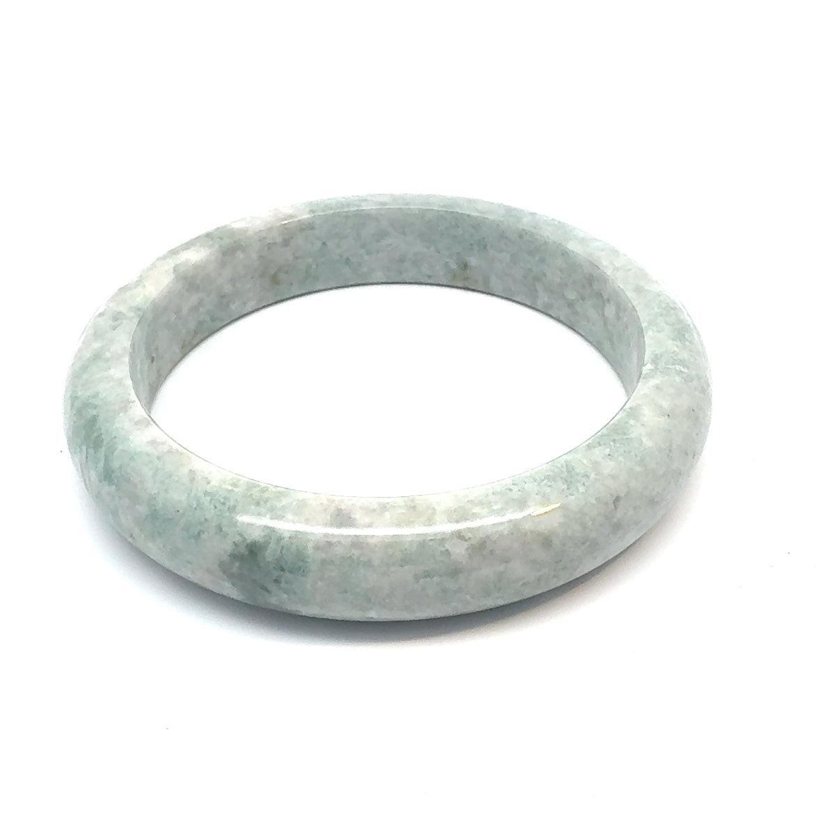 QAR Kazakh Jadeite Bangle, Pale Green and White, Natural Type A