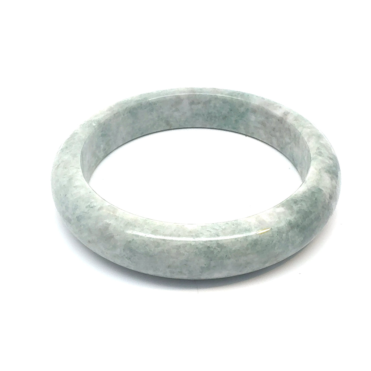 QAR Kazakh Jadeite Bangle, Pale Green and White, Natural Type A