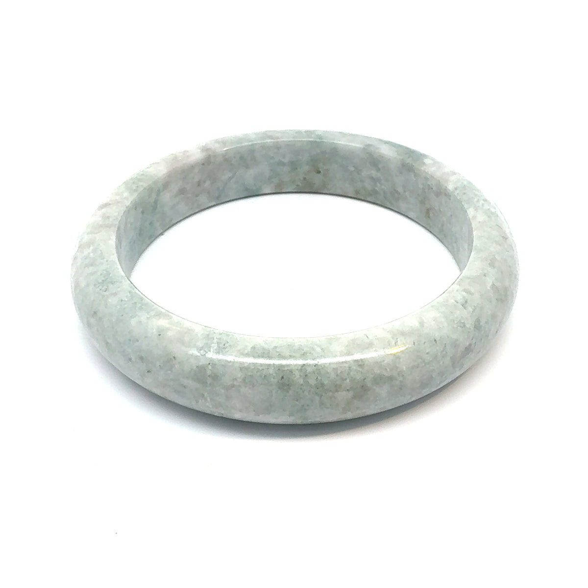 QAR Kazakh Jadeite Bangle, Pale Green and White, Natural Type A