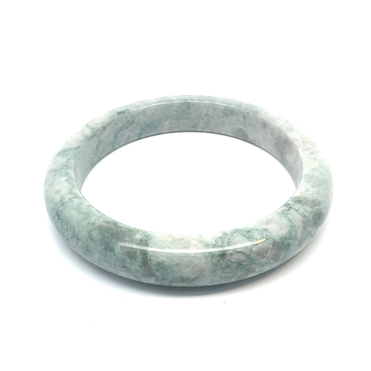 QAR Kazakh Jadeite Bangle, Mottled Green and White, Natural Type A