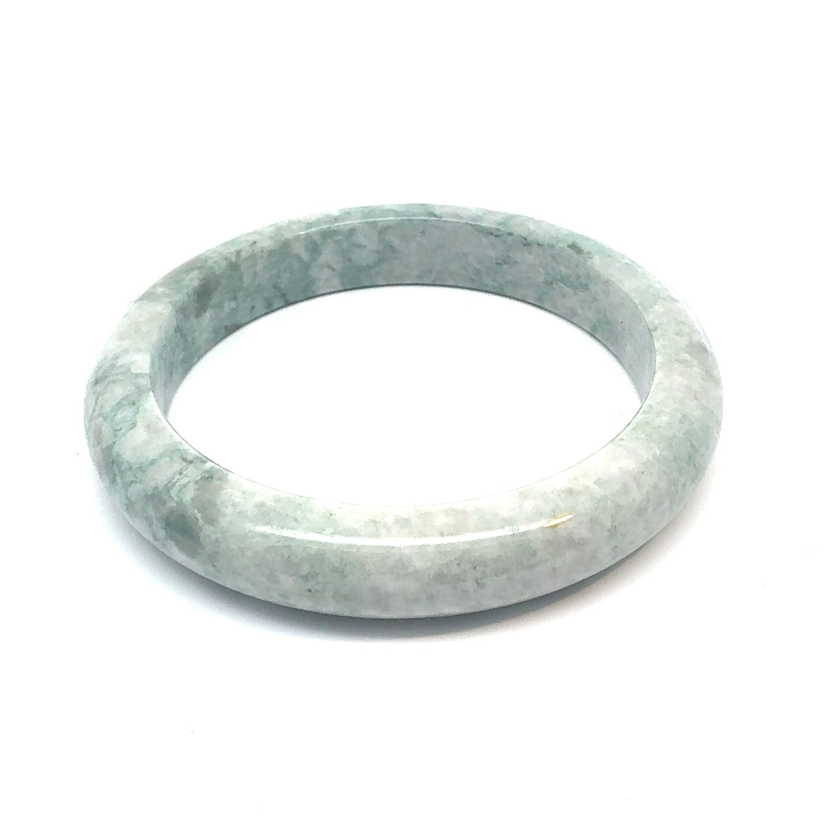 QAR Kazakh Jadeite Bangle, Mottled Green and White, Natural Type A