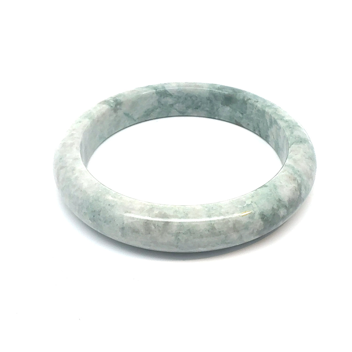 QAR Kazakh Jadeite Bangle, Mottled Green and White, Natural Type A