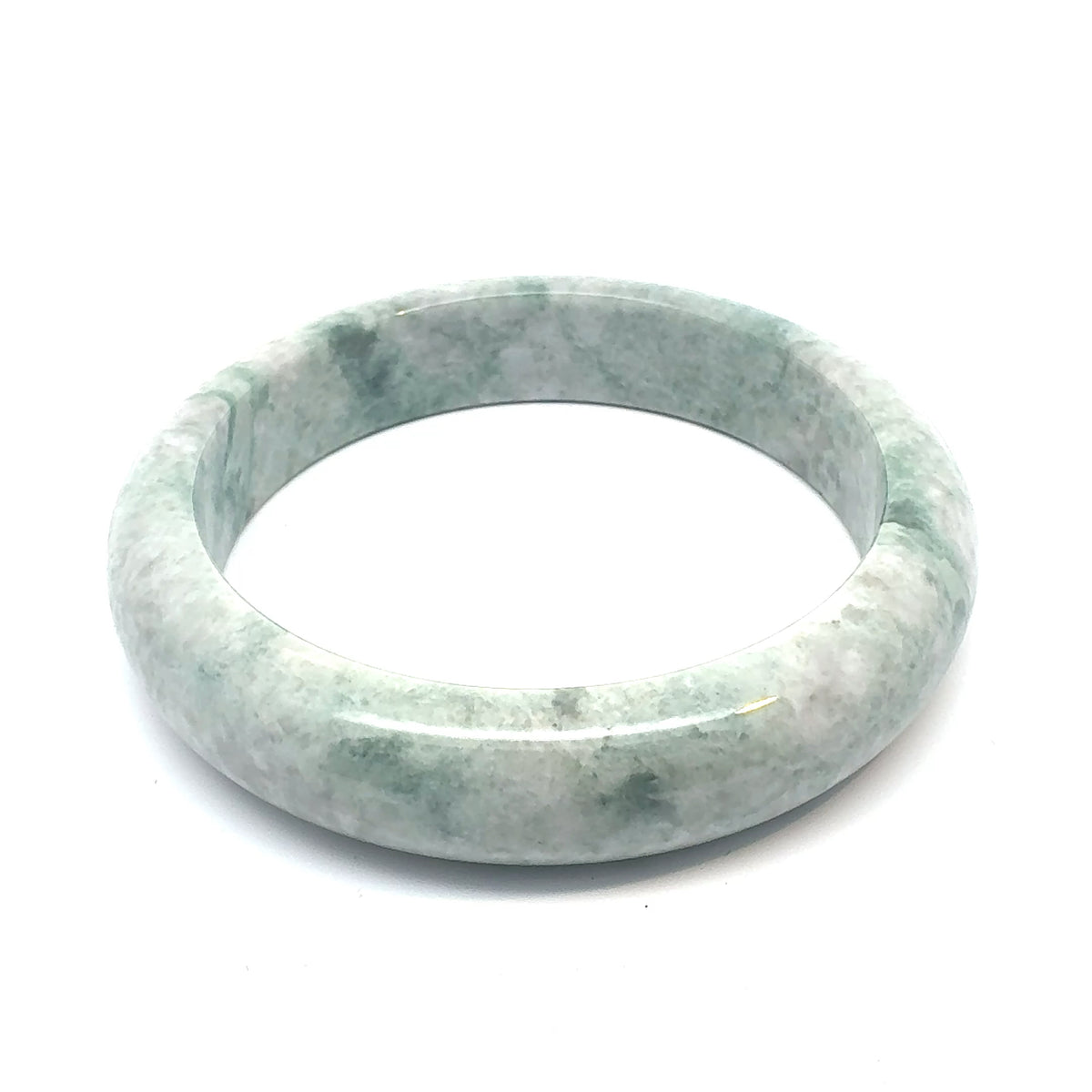 QAR Kazakh Jadeite Bangle, Pale Green and White, Natural Type A