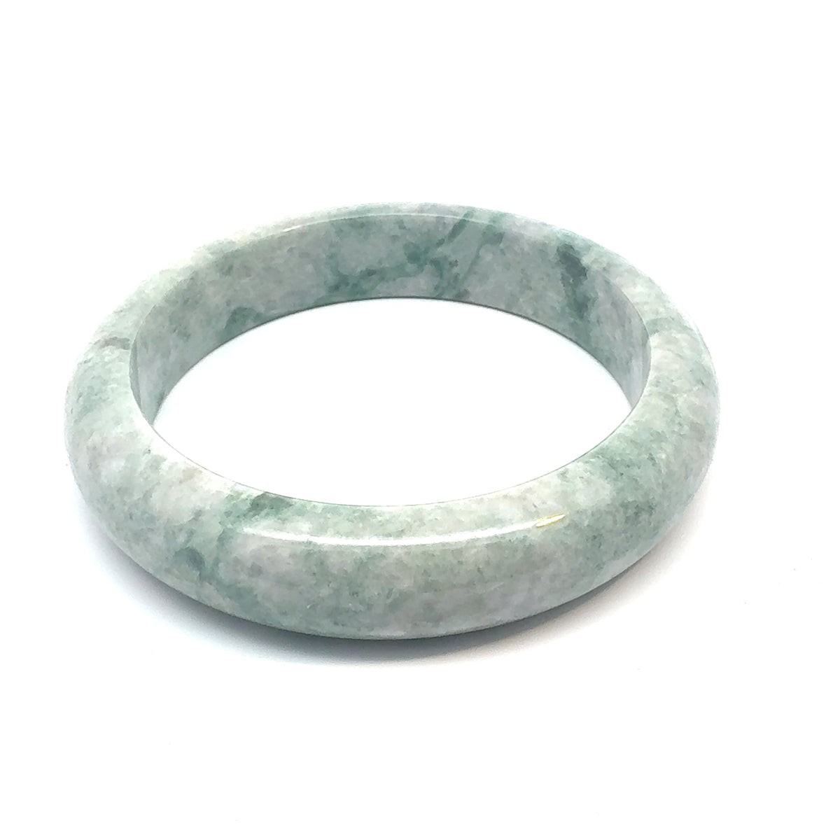 QAR Kazakh Jadeite Bangle, Pale Green and White, Natural Type A