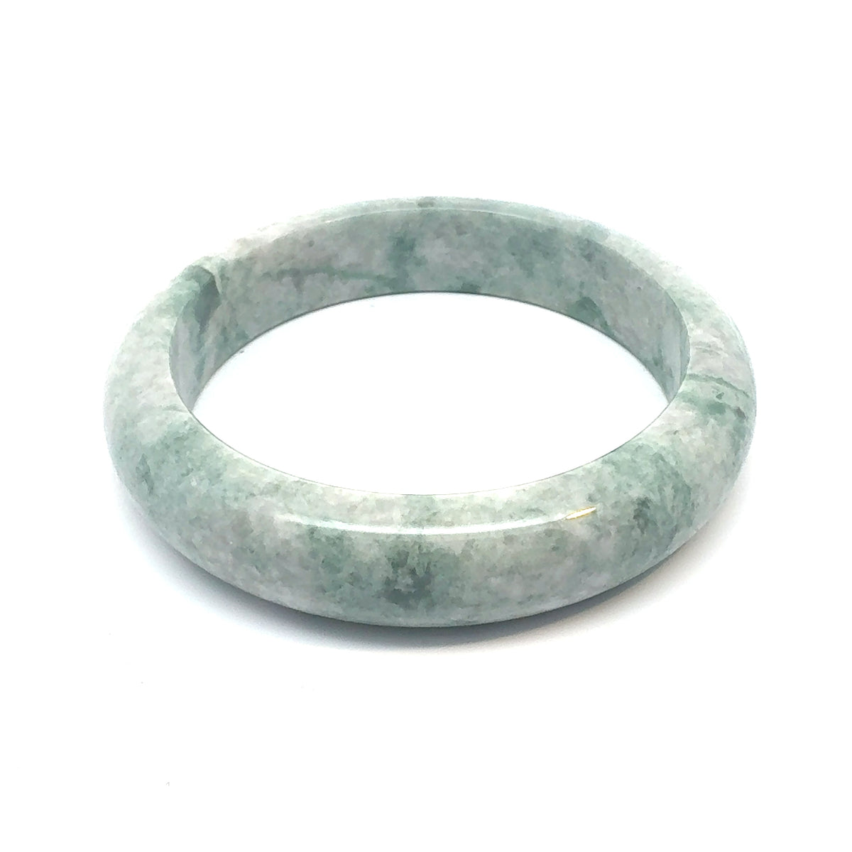 QAR Kazakh Jadeite Bangle, Pale Green and White, Natural Type A