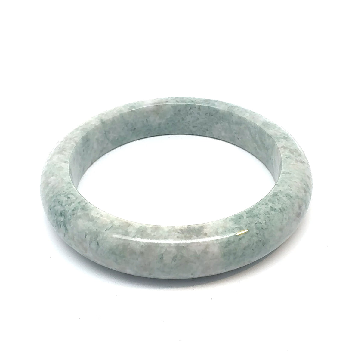 QAR Kazakh Jadeite Bangle, Pale Green and White, Natural Type A