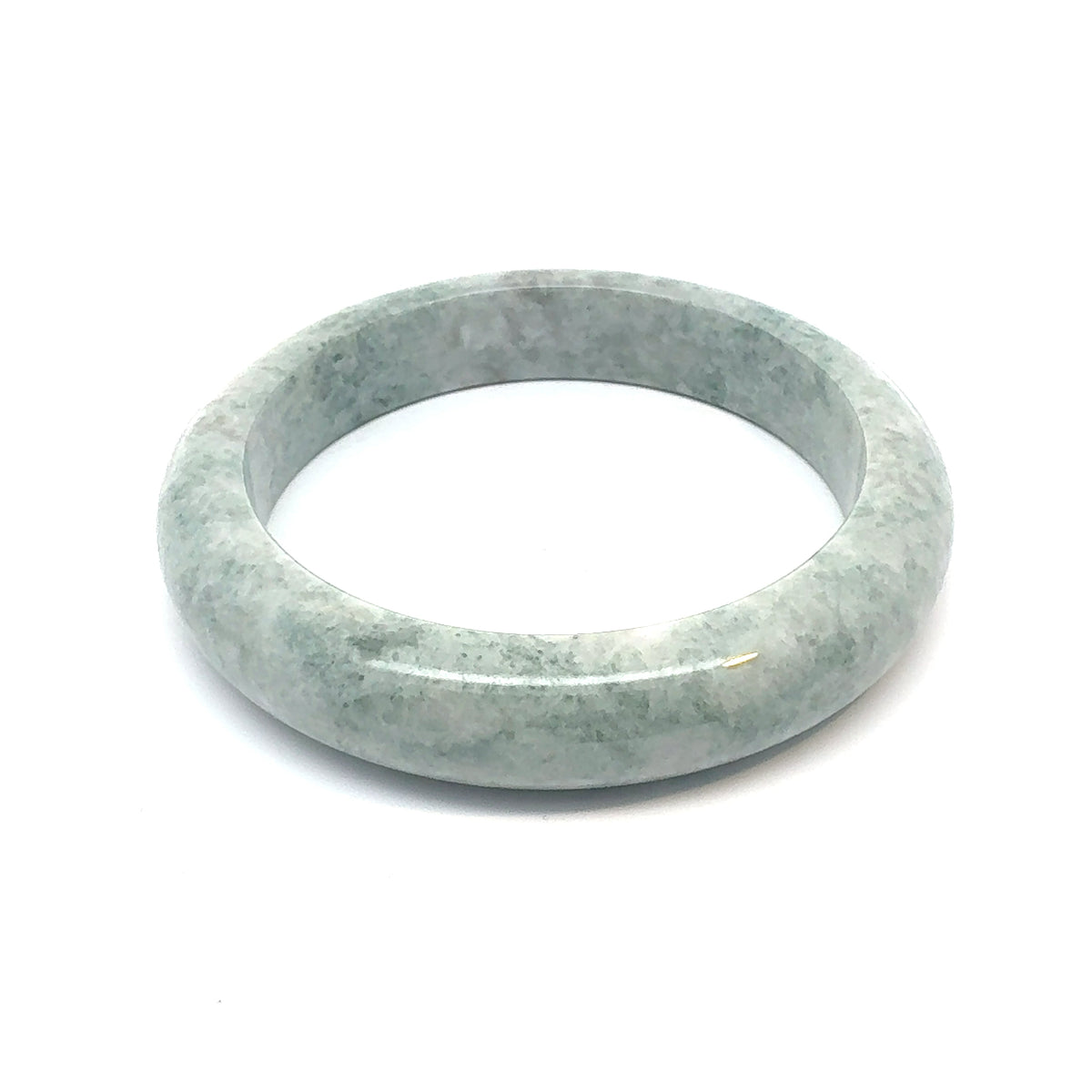 QAR Kazakh Jadeite Bangle, Pale Green and White, Natural Type A