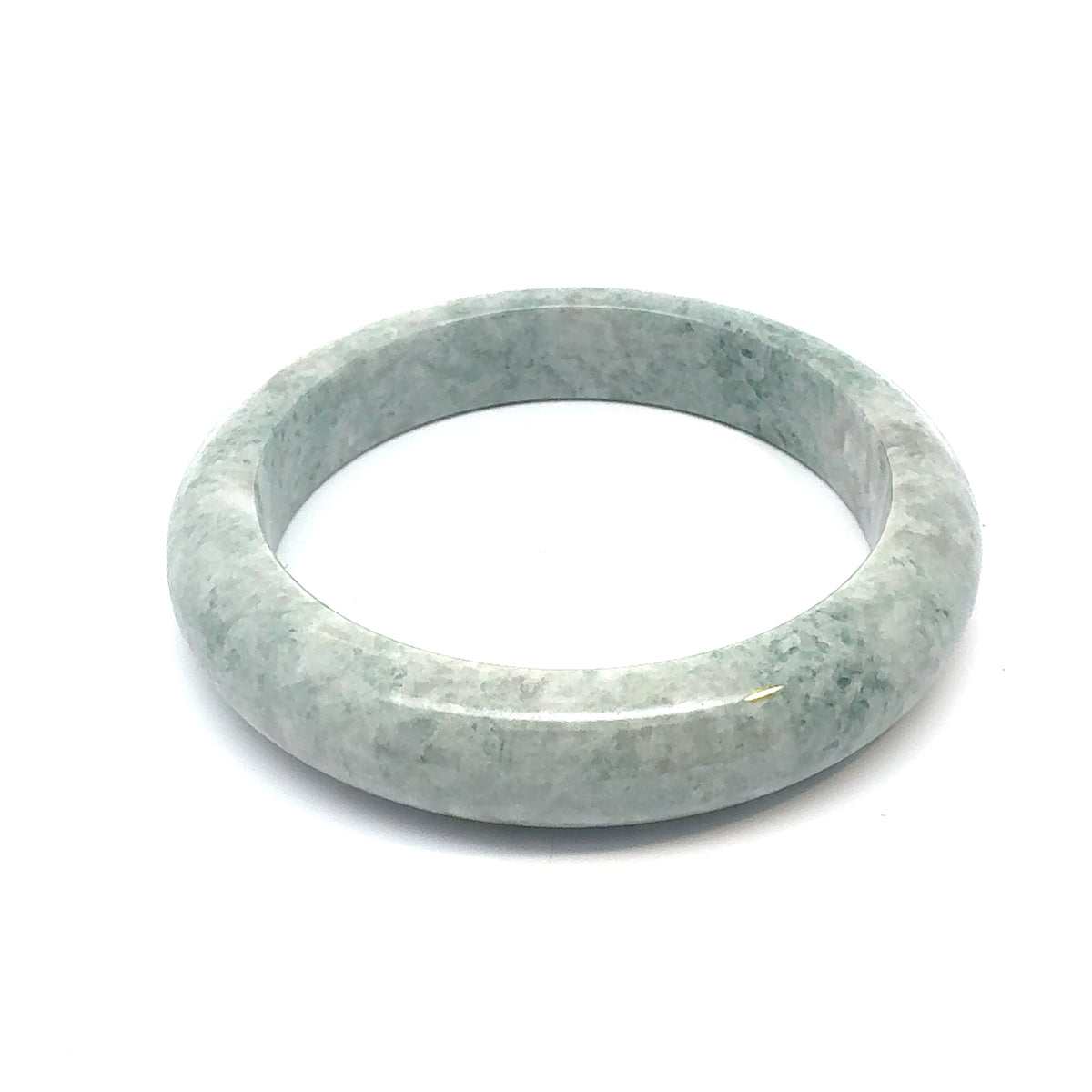 QAR Kazakh Jadeite Bangle, Pale Green and White, Natural Type A
