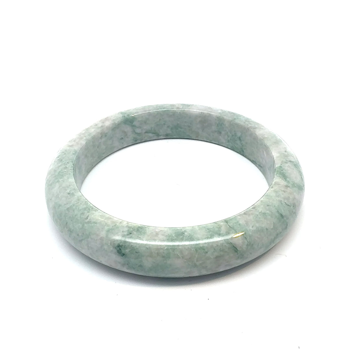 QAR Kazakh Jadeite Bangle, Mottled Green and White, Natural Type A