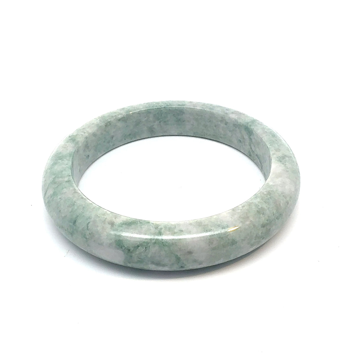 QAR Kazakh Jadeite Bangle, Mottled Green and White, Natural Type A