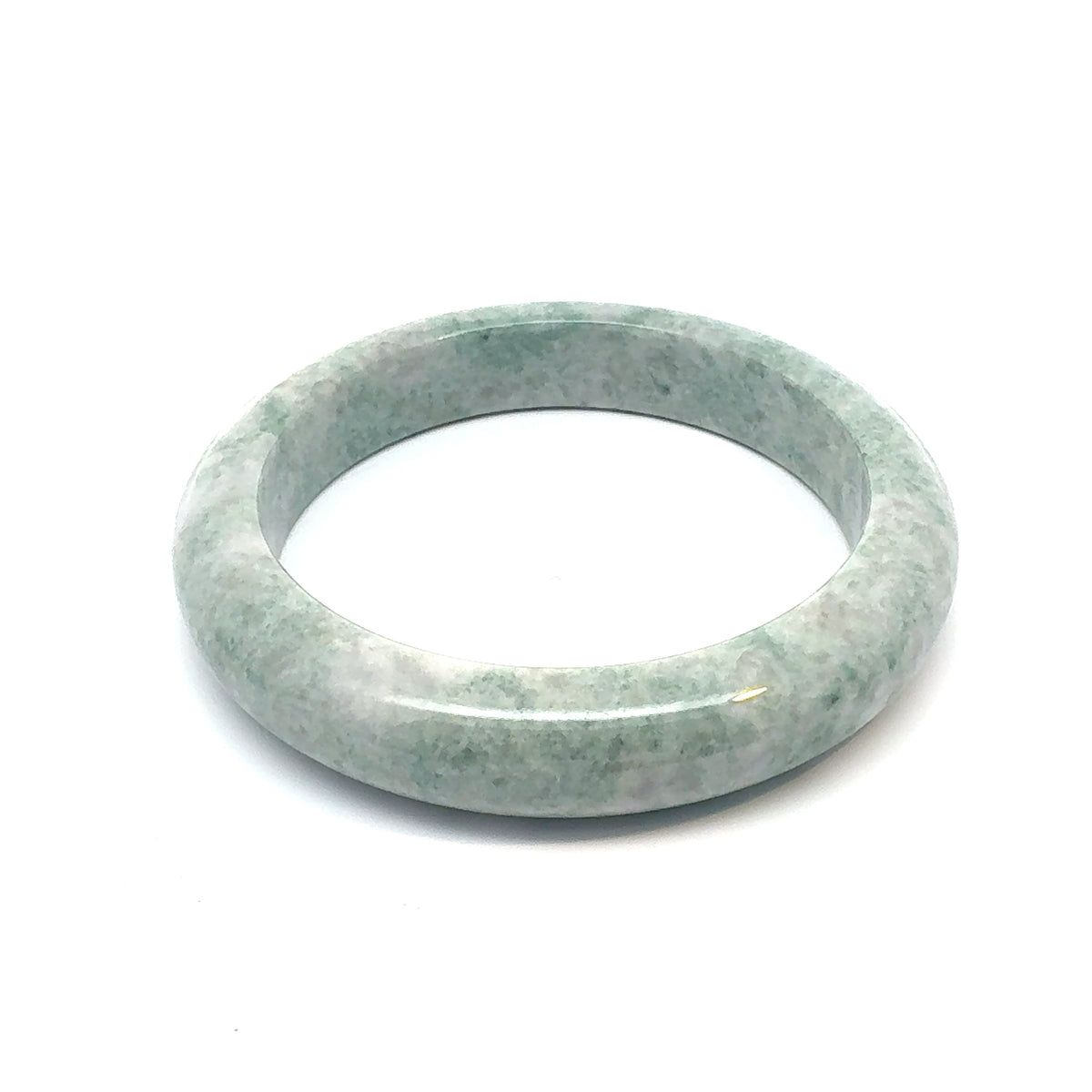 QAR Kazakh Jadeite Bangle, Mottled Green and White, Natural Type A