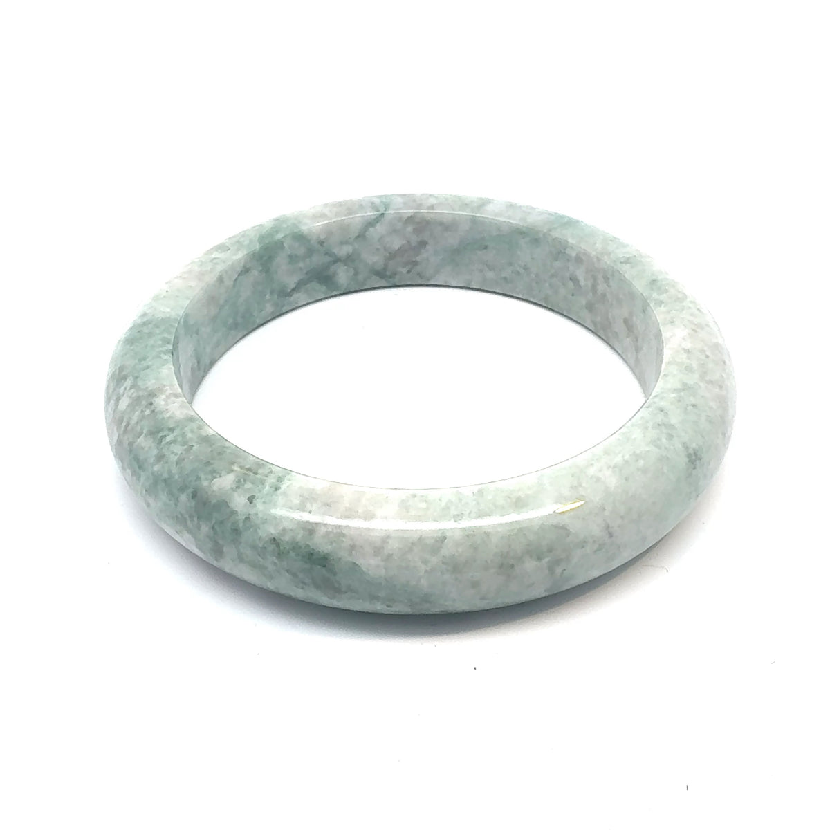 QAR Kazakh Jadeite Bangle, Mottled Green and White, Natural Type A
