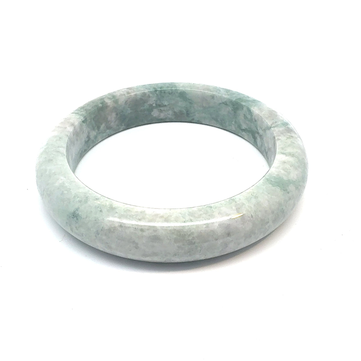 QAR Kazakh Jadeite Bangle, Mottled Green and White, Natural Type A