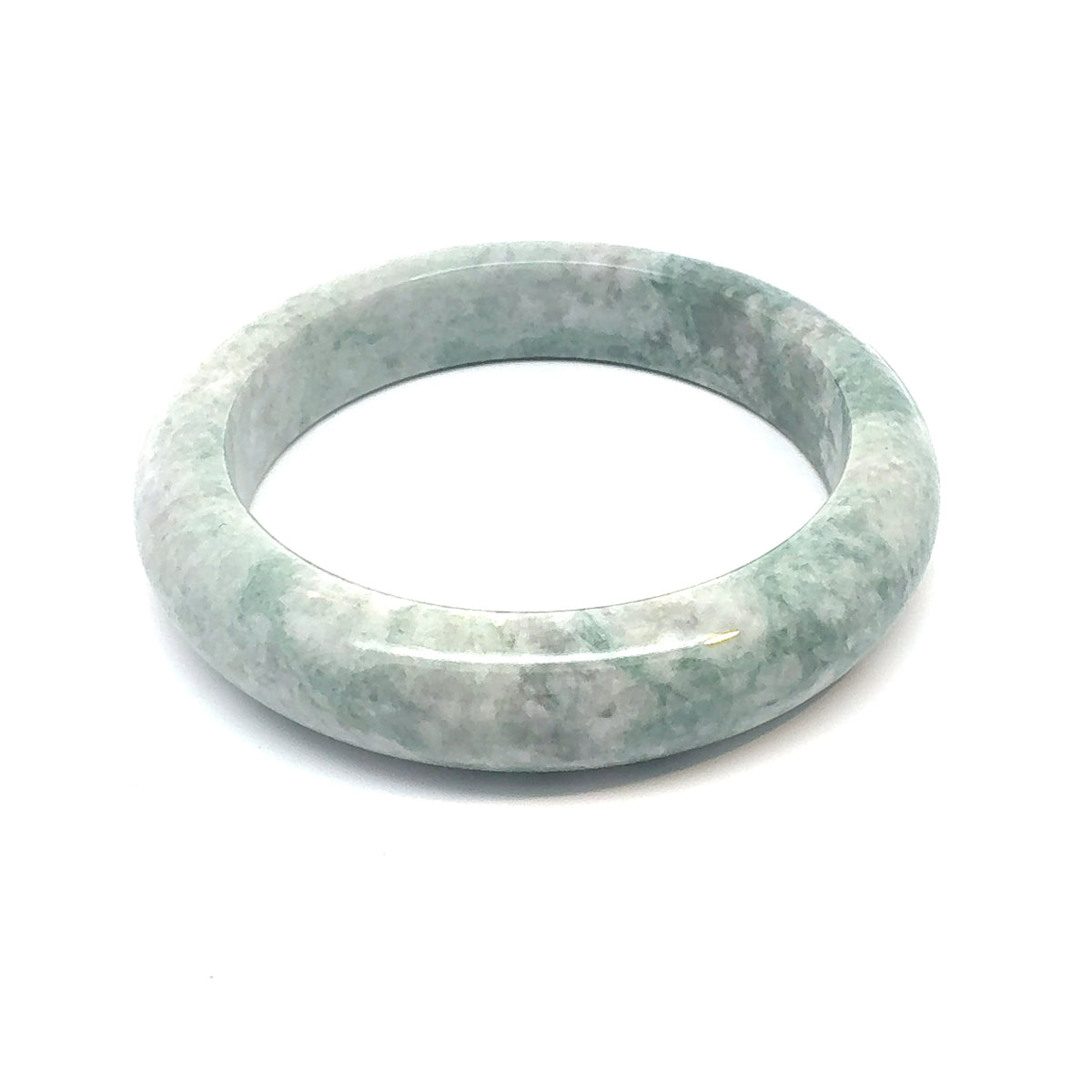 QAR Kazakh Jadeite Bangle, Mottled Green and White, Natural Type A