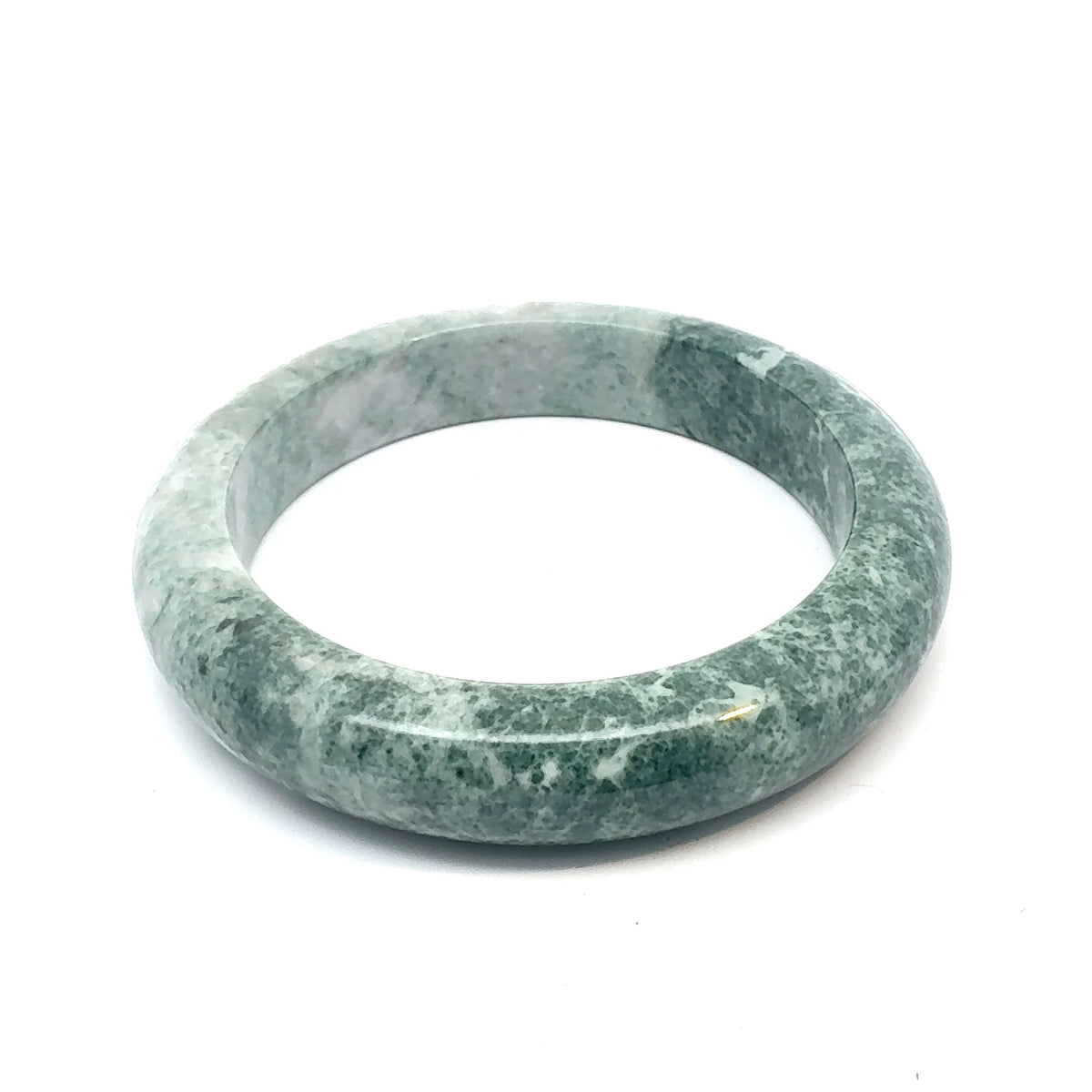 TAU Kazakh Jadeite Bangle, Green and White, Natural Type A