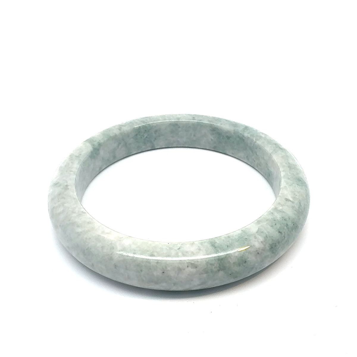 QAR Kazakh Jadeite Bangle, Light Green and Grey-White, Natural Type A