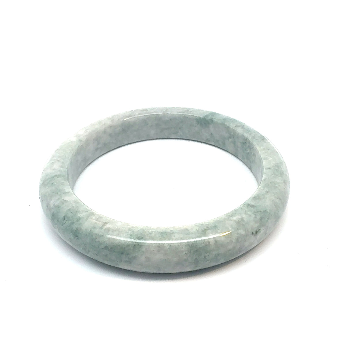 QAR Kazakh Jadeite Bangle, Light Green and Grey-White, Natural Type A