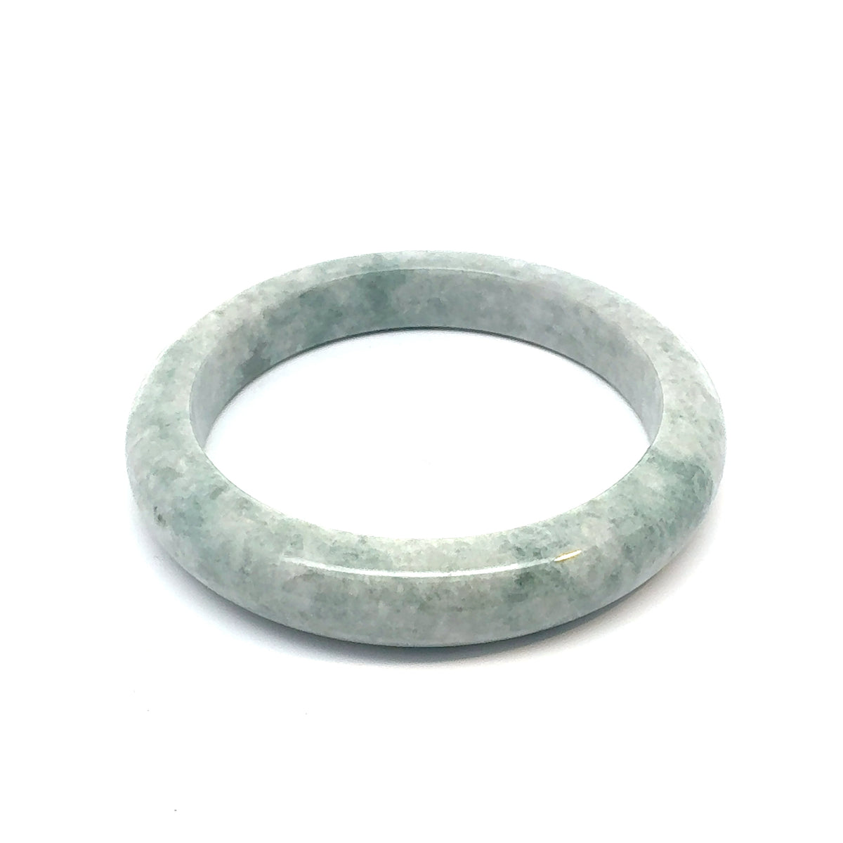 QAR Kazakh Jadeite Bangle, Light Green and Grey-White, Natural Type A