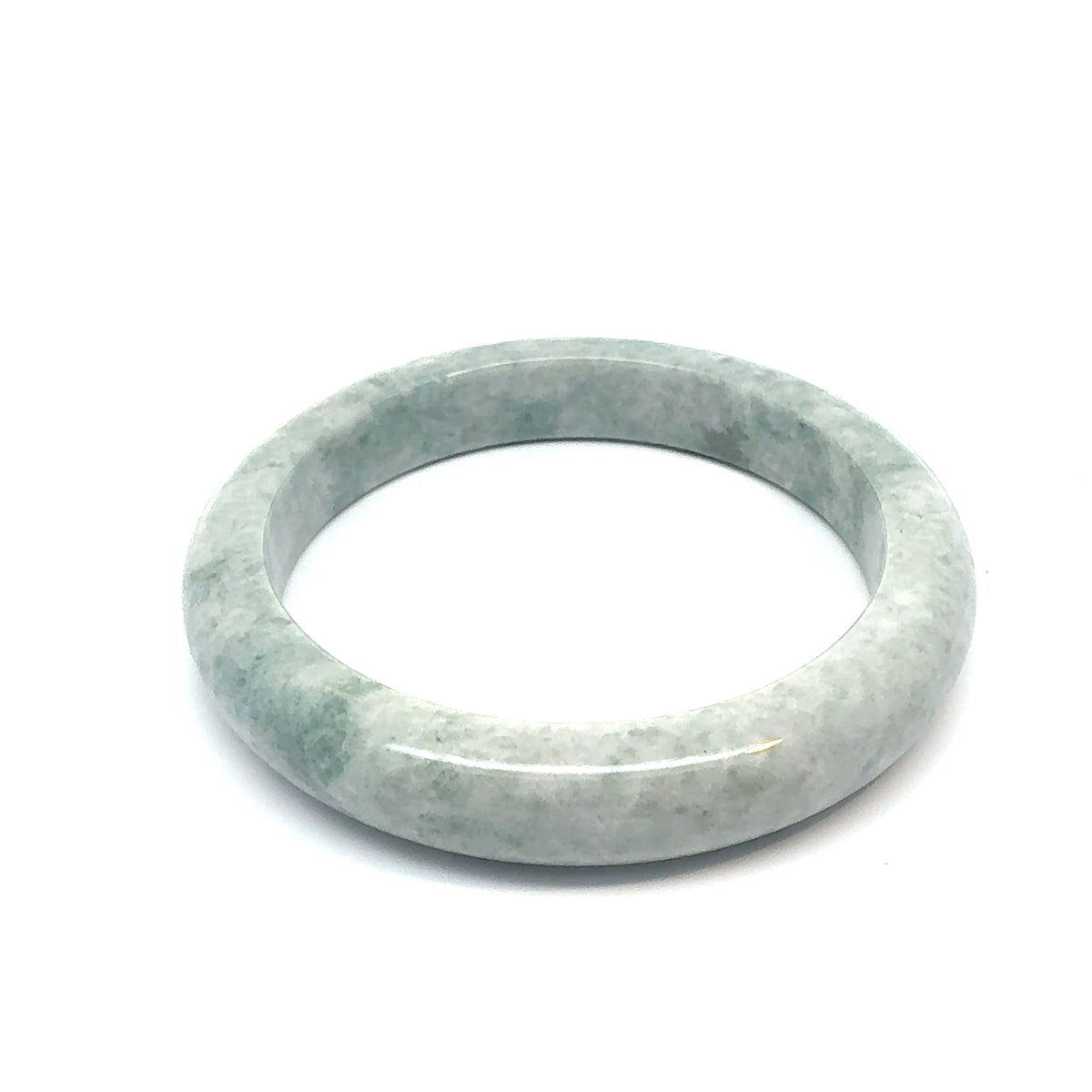 QAR Kazakh Jadeite Bangle, Light Green and Grey-White, Natural Type A