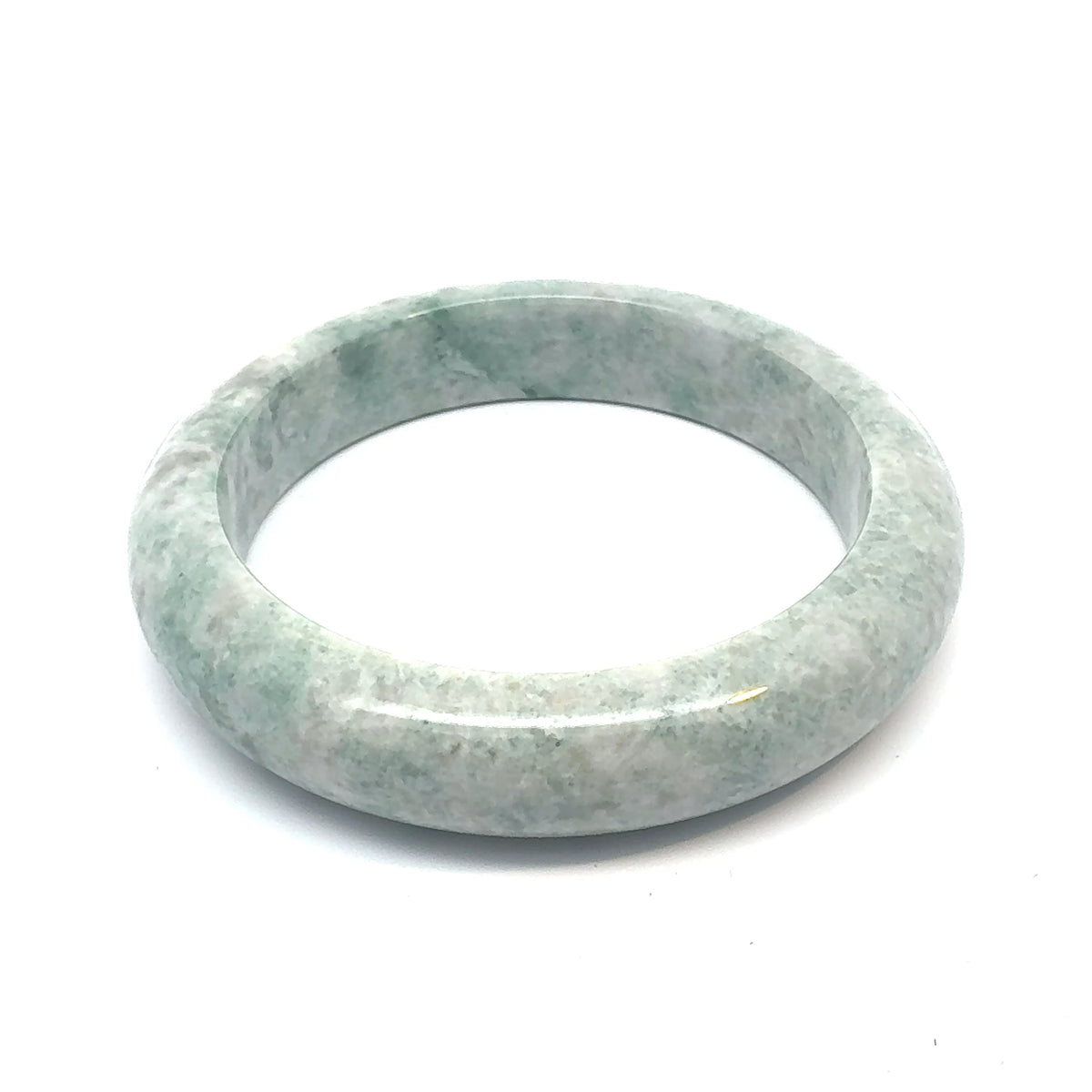 QAR Kazakh Jadeite Bangle, Pale Green and White, Natural Type A