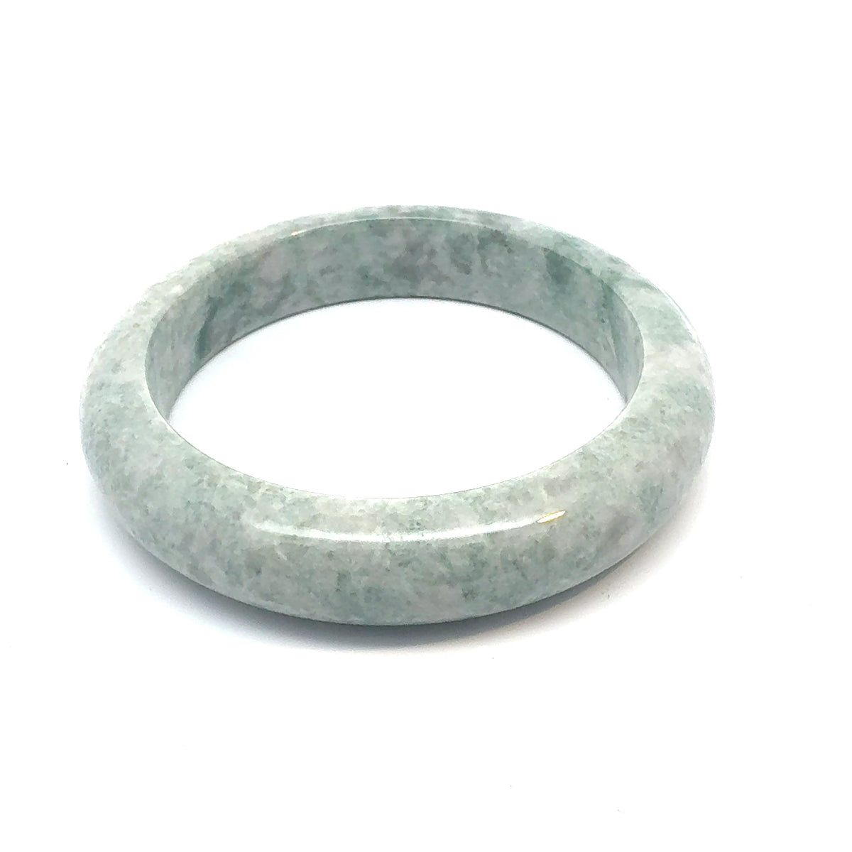 QAR Kazakh Jadeite Bangle, Pale Green and White, Natural Type A