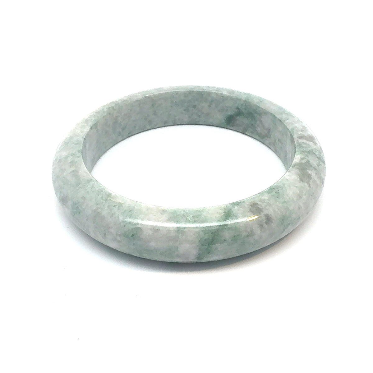 QAR Kazakh Jadeite Bangle, Pale Green and White, Natural Type A