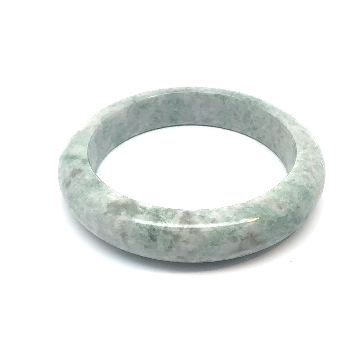 QAR Kazakh Jadeite Bangle, Pale Green and White, Natural Type A