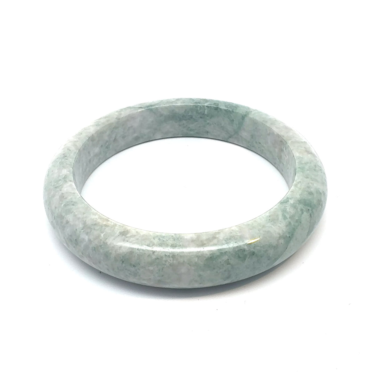 QAR Kazakh Jadeite Bangle, Mottled Light Green, Natural Type A