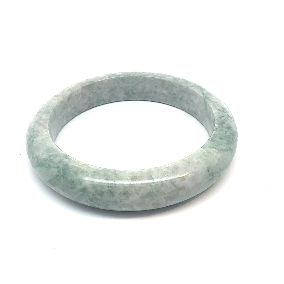 QAR Kazakh Jadeite Bangle, Mottled Light Green, Natural Type A