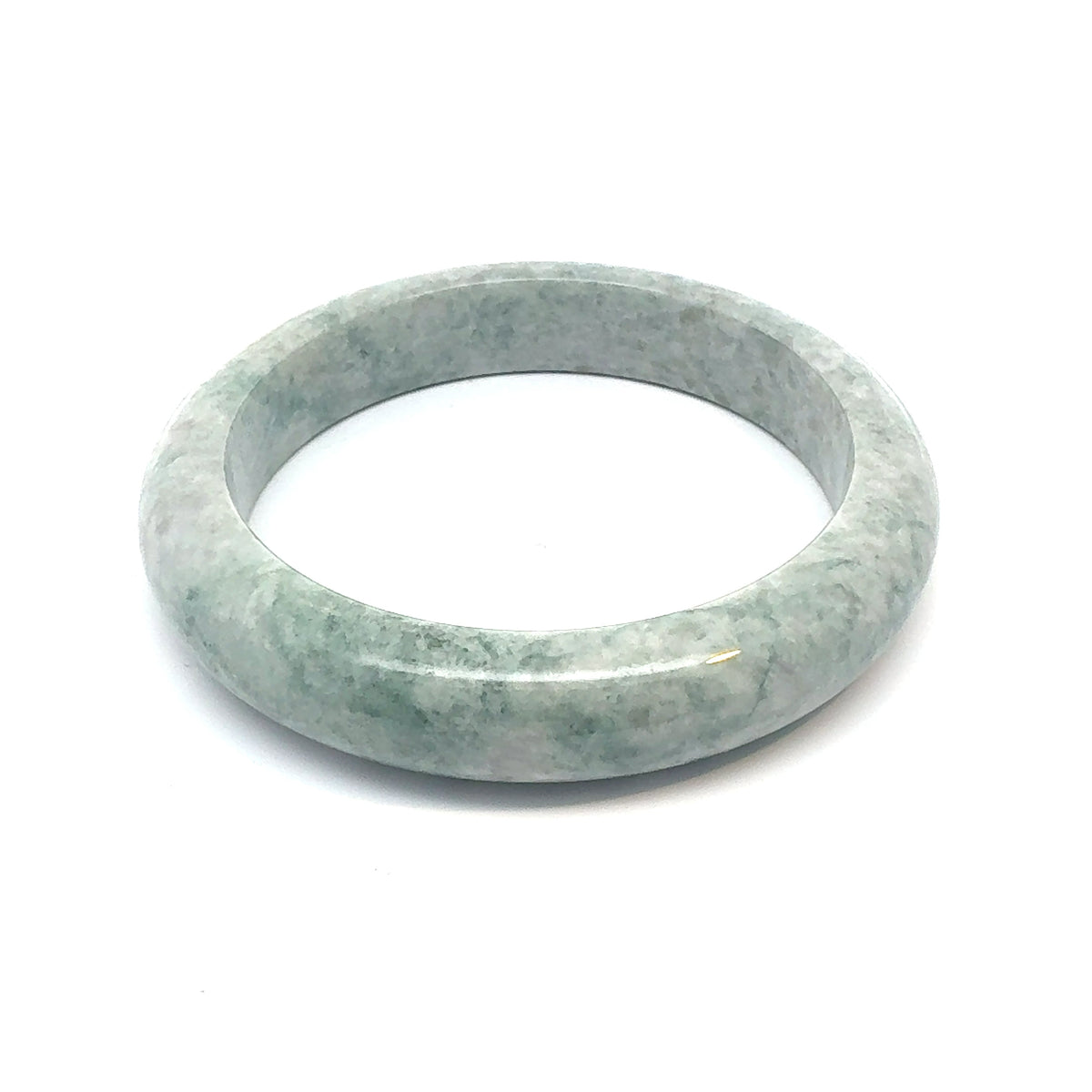 QAR Kazakh Jadeite Bangle, Mottled Light Green, Natural Type A