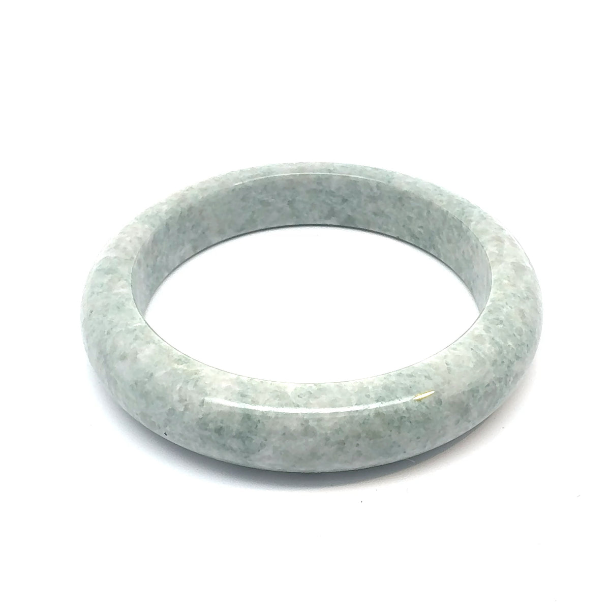 QAR Kazakh Jadeite Bangle, Light Green and White, Natural Type A