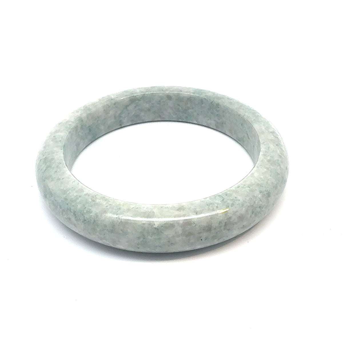 QAR Kazakh Jadeite Bangle, Light Green and White, Natural Type A