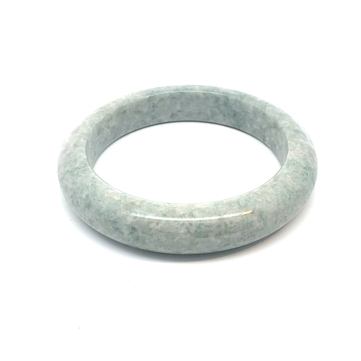 QAR Kazakh Jadeite Bangle, Light Green and White, Natural Type A