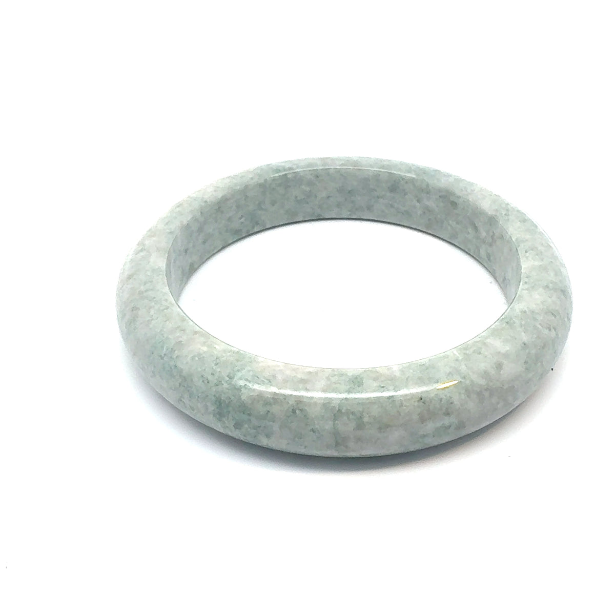 QAR Kazakh Jadeite Bangle, Light Green and White, Natural Type A