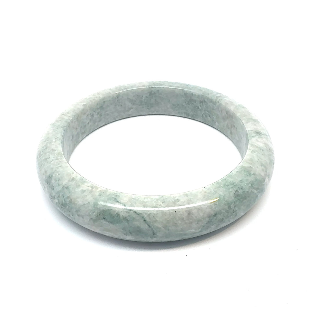 QAR Kazakh Jadeite Bangle, Pale Green and Grey, Natural Type A