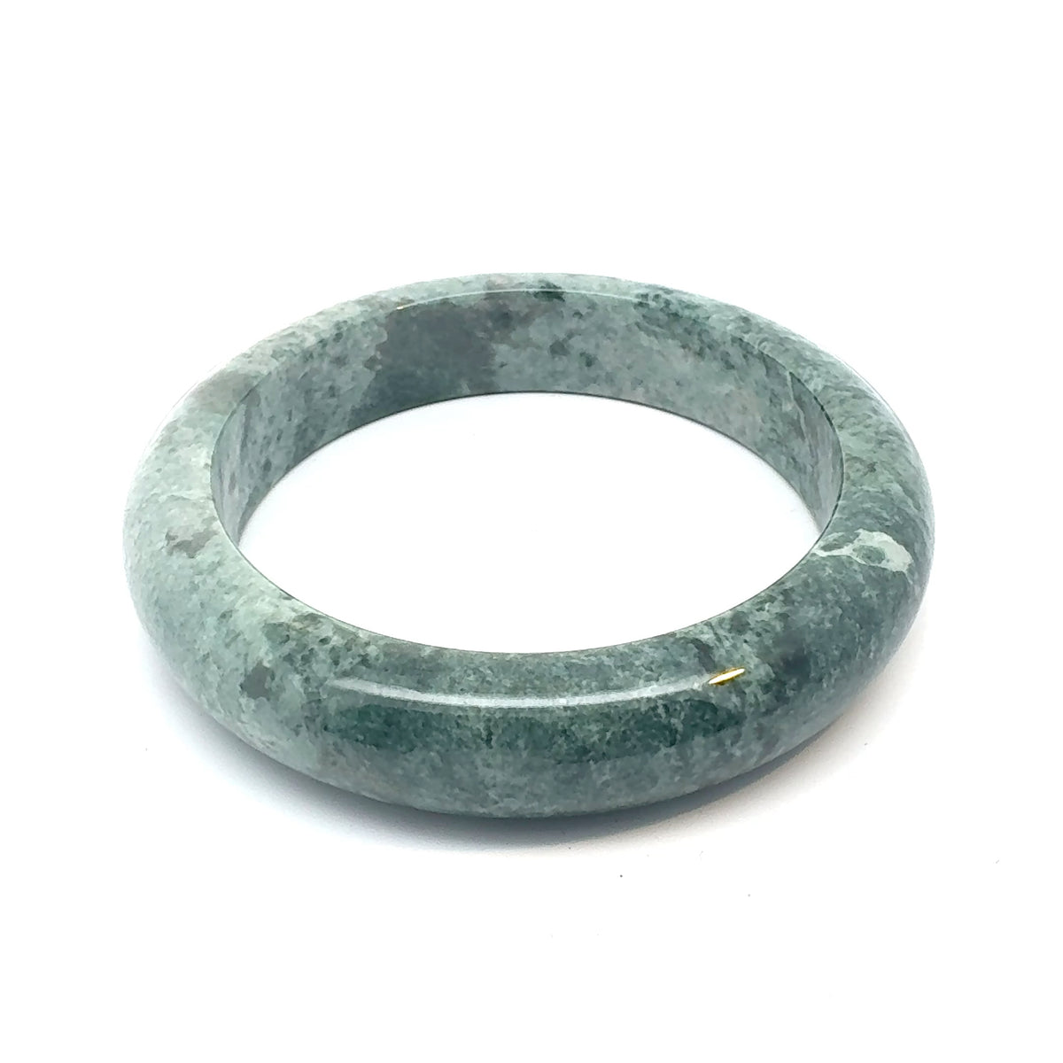 TAU Kazakh Jadeite Bangle, White with Green Accents, Natural Type A