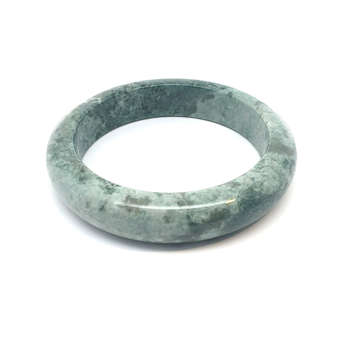 TAU Kazakh Jadeite Bangle, White with Green Accents, Natural Type A