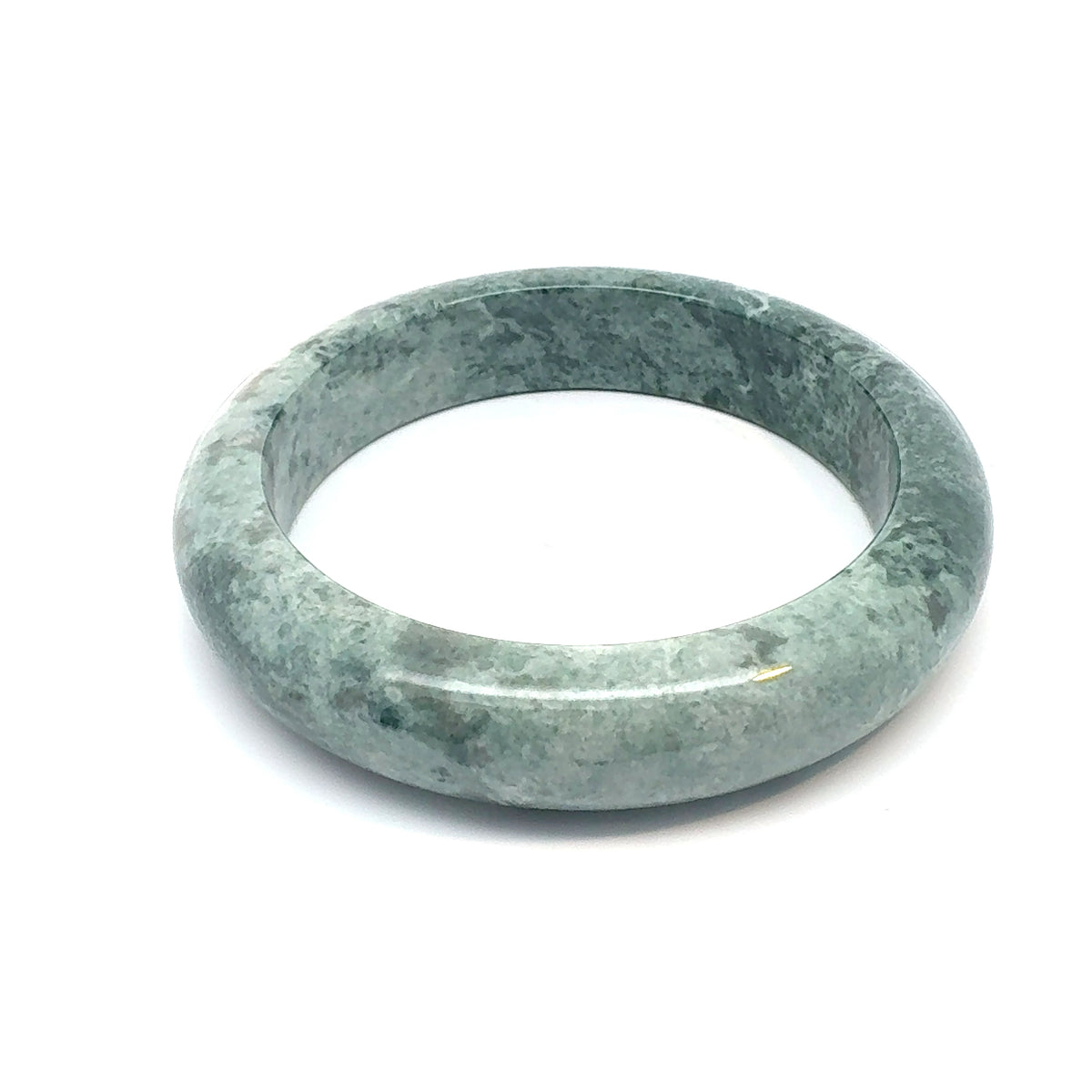 TAU Kazakh Jadeite Bangle, White with Green Accents, Natural Type A