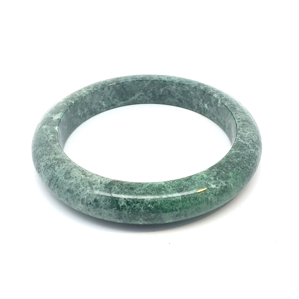 ZHAUHAR Kazakh Jadeite Bangle, Rich Mottled Green, Natural Type A