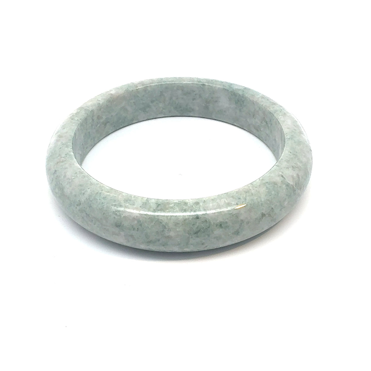 QAR Kazakh Jadeite Bangle, Soft Mottled White, Natural Type A